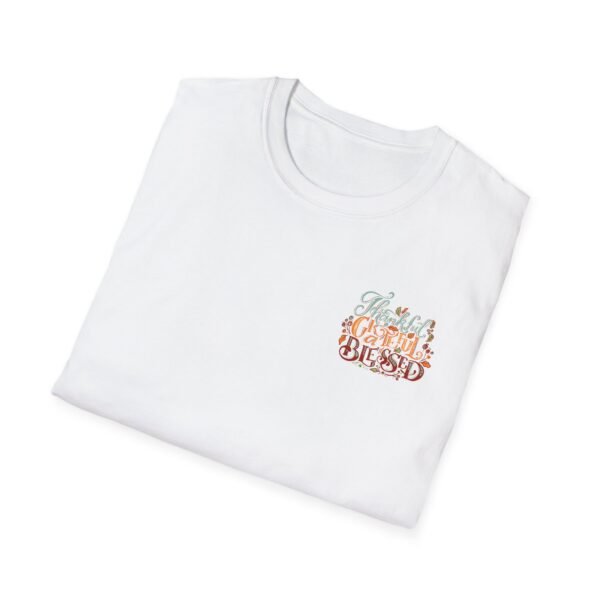 Thankful Grateful and Blessed Softstyle T-Shirt, fall, thankful, pumkins - Image 4